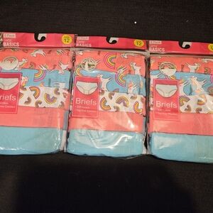 NWT Three 5-packs Girls' Basics Cotton Briefs Size 12 Rainbow & Unicorn